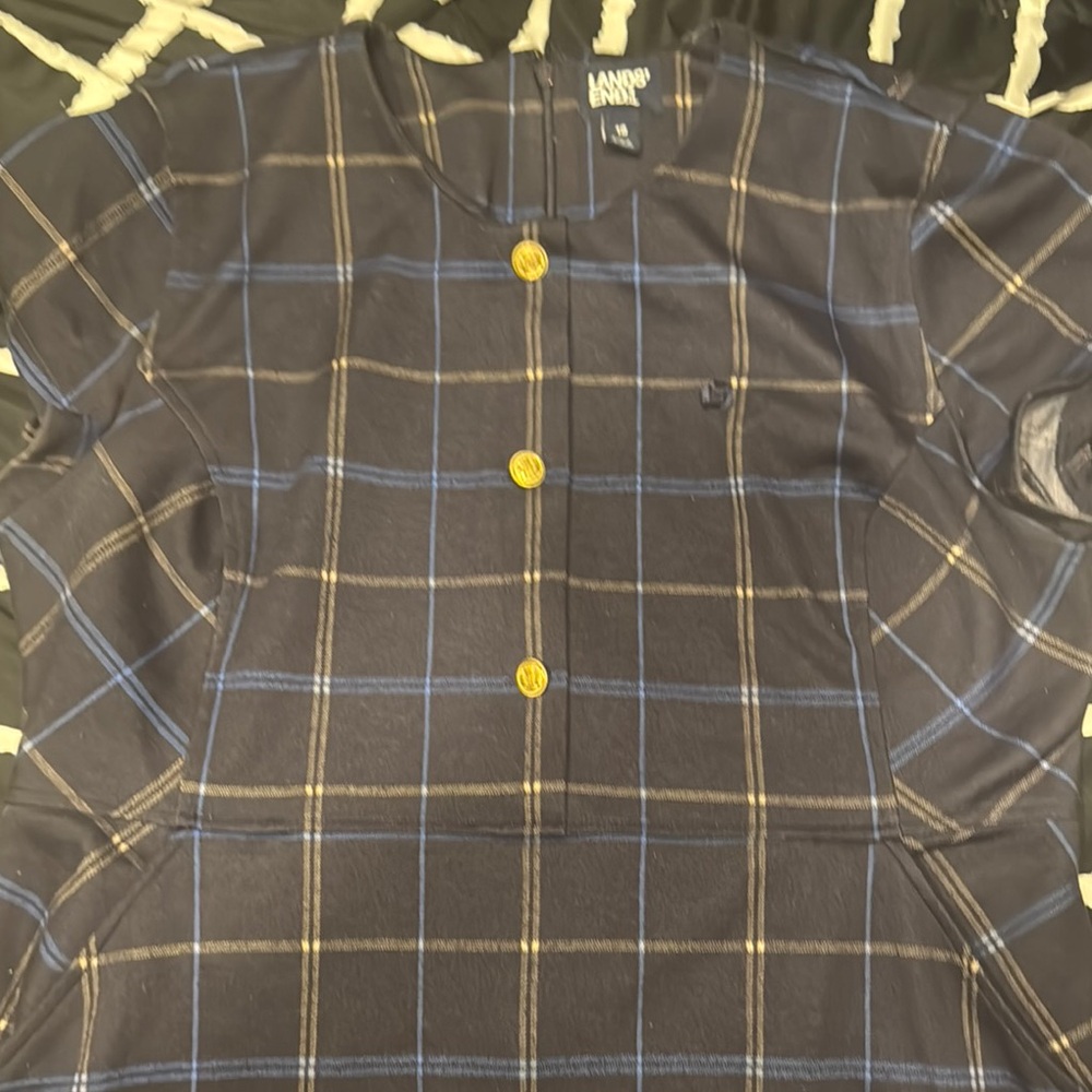 Chase Lands' End Navy Plaid Dress